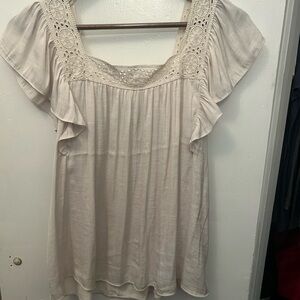 Joie Cream Flutter Sleeve Blouse